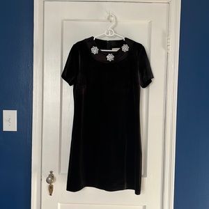 Black Velvet Michael Kors Shift Dress with Rhinestones